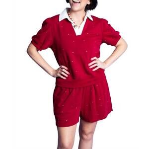 NEW ODDI rhinestone shorts set in red